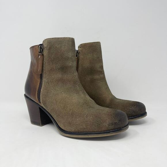 Roan by Bed Stu Lina Tan Suede Ankle Boot Womens 7.5 Tan Suede‎ Leather 3” Heel - Picture 1 of 8